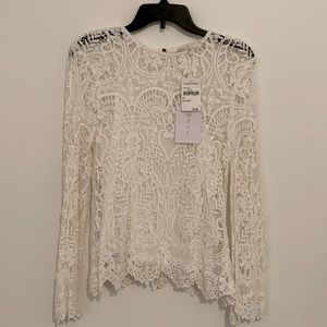 WAYF white sheer lace top over white tank (all together) size XS